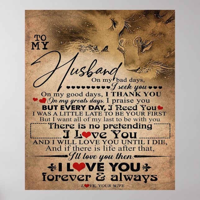 Póster Cita de amor para marido | Agradable regalo de dec (Frente)