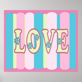 Póster Cita de amor suave diseño azul rosa pastel amarill