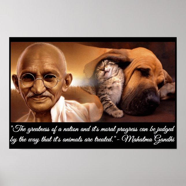 Póster Cita de animales de Ghandi (Frente)