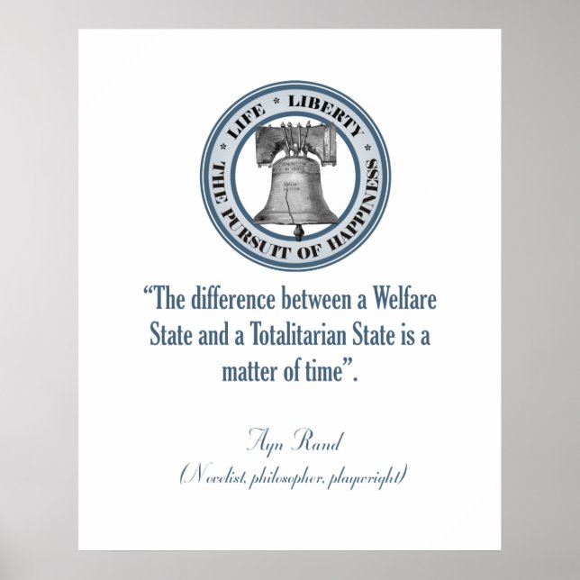 Póster Cita de Ayn Rand (totalitarismo) (Frente)