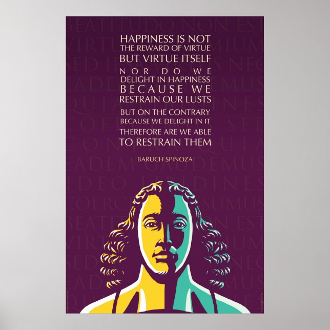 Póster Cita de Baruch Spinoza: La felicidad no es la reco (Frente)