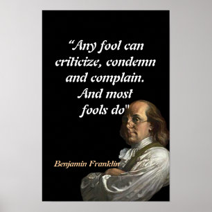 Póster Cita de Benjamin Franklin sobre los tontos