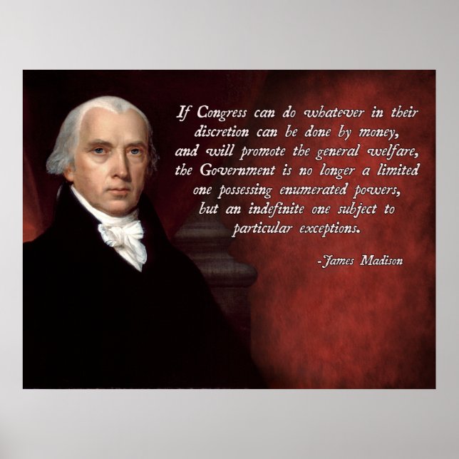 Póster Cita de Bienestar General de James Madison (Frente)