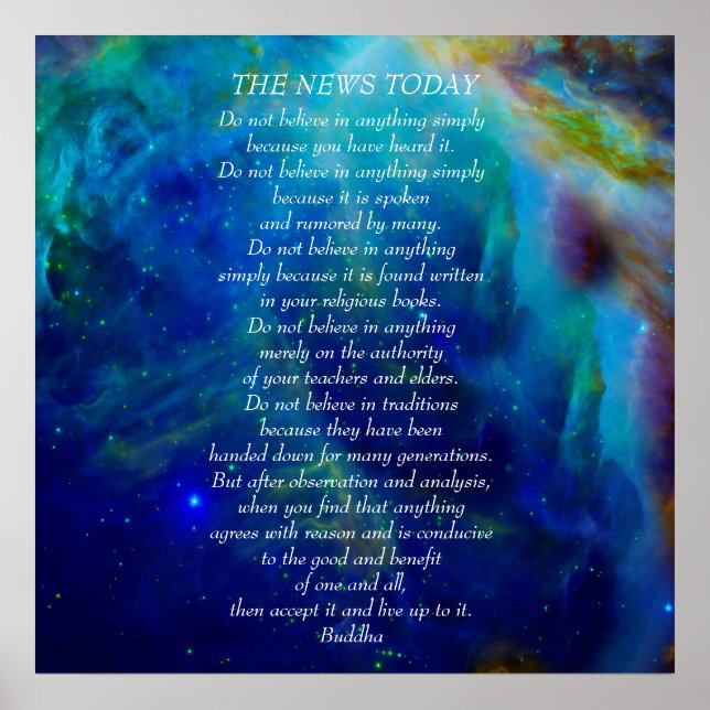 Póster Cita de Buda No crean News Today (Frente)