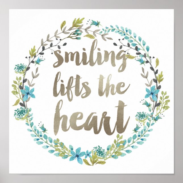 Póster Cita de caligrafía floral acuarela (Frente)