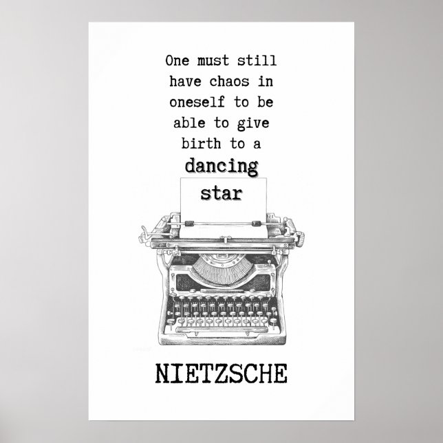 Póster Cita de Chaos y Dancing STAR de Nietzsche (Frente)