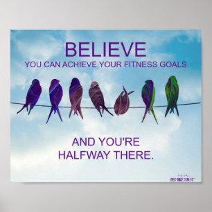 Póster Cita de creencia para el éxito de fitness: Aves y