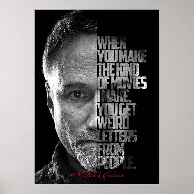 Póster Cita de David Fincher en blanco y negro (Frente)