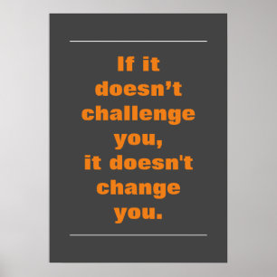 Póster Cita de desafío motivacional Naranja Gray