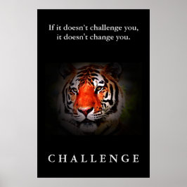 Póster Cita de desafío motivacional para tigres salvajes