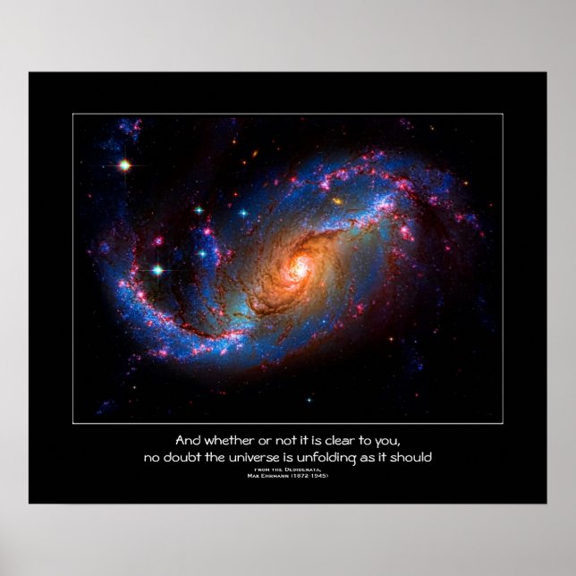 Póster Cita de Desiderata - Galaxia Espiral Barrada NGC 1 (Frente)