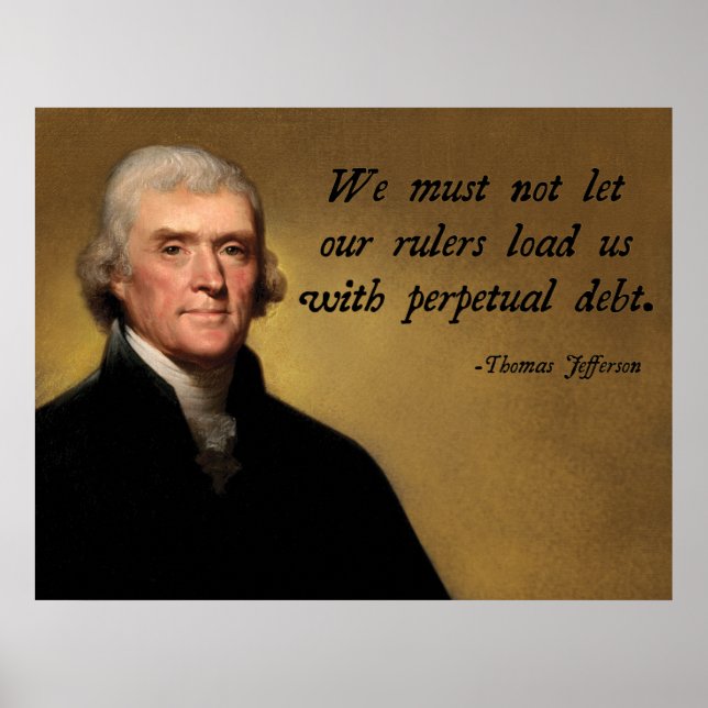 Póster Cita de deuda de Thomas Jefferson (Frente)