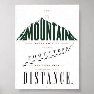 Póster Cita de distancia de huellas de montaña