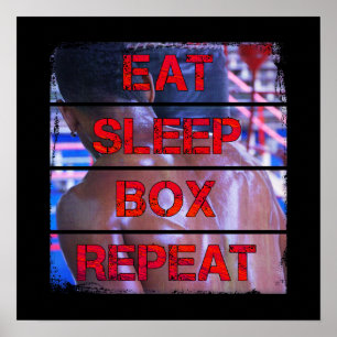 Póster Cita de entrenamiento de Boxer Comer caja de sueño