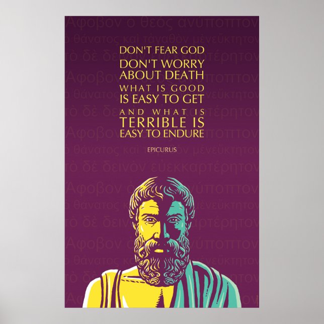 Póster Cita de Epicurus: No le temas a Dios (Frente)