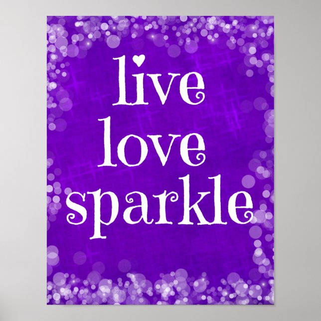 Póster Cita de esparkle de amor en vivo morado (Frente)