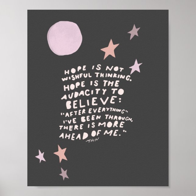 Póster Cita de esperanza - luna púrpura y rosa y estrella (Frente)