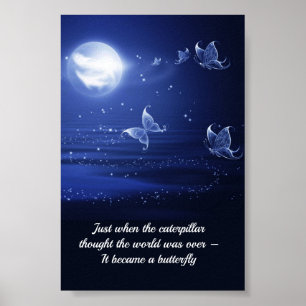 Póster Cita de estímulo Inspirador de mariposa