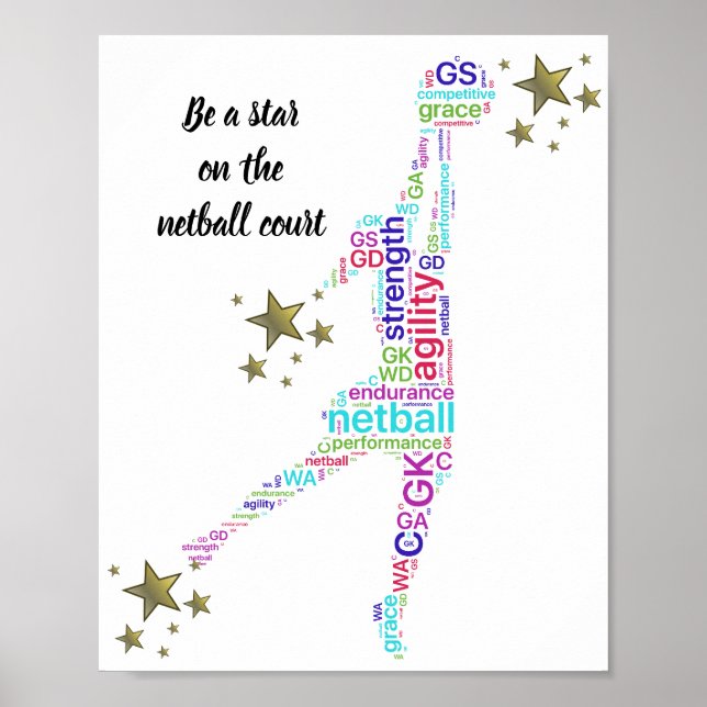 Póster Cita de Estrella de Netball Motivador (Frente)
