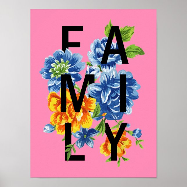 Póster Cita de familia floral (Frente)