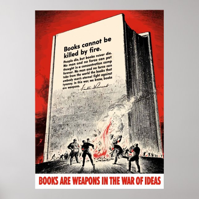 Póster Cita de FDR sobre la quema de libros (Frente)