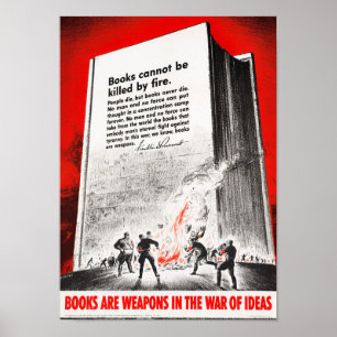 Póster Cita de FDR sobre la quema de libros - Segunda Gue