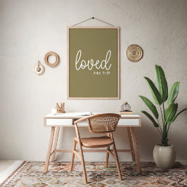 Póster Cita de fe de amor verde oliva minimalista