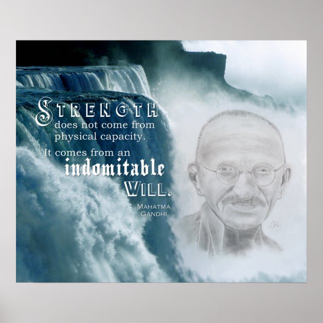 Póster Cita de fuerza de Gandhi motivacional (Frente)