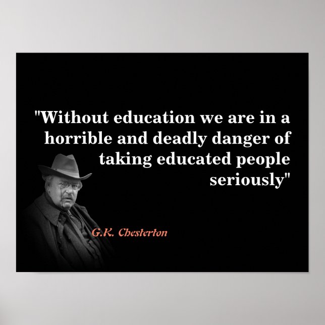 Póster Cita de G.K. Chesterton sobre educación (Frente)