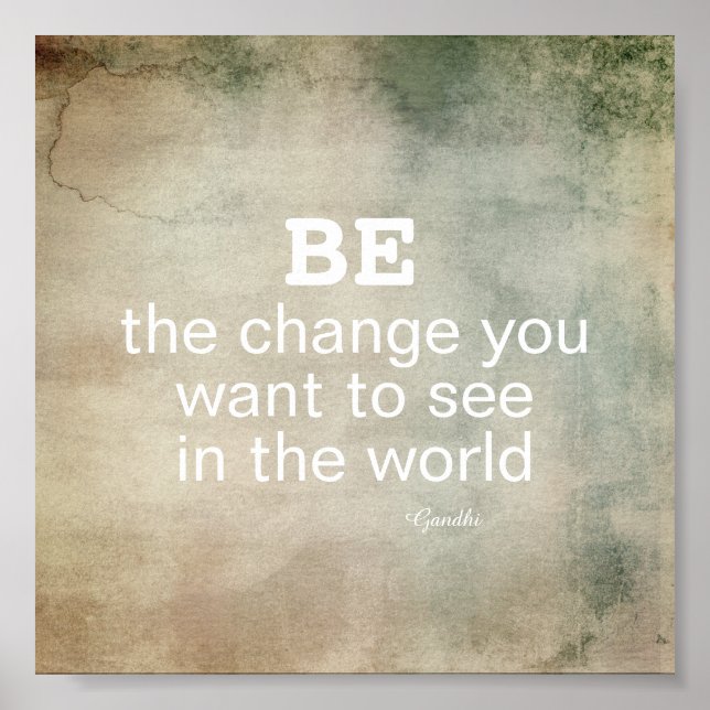 Póster Cita de Gandhi Sé el poster motivador del cambio (Frente)