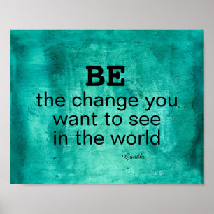 Póster Cita de Gandhi Sé el poster motivador del cambio
