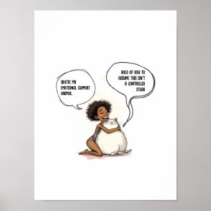 Póster Cita de gato de apoyo emocional introvertido sarcá