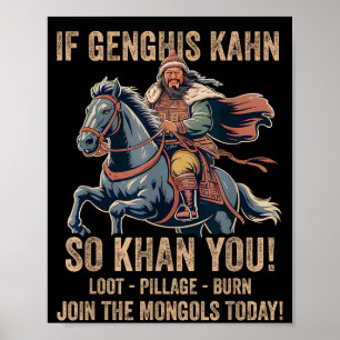 Póster Cita de Gengis Khan Divertida Historia de Mongolia