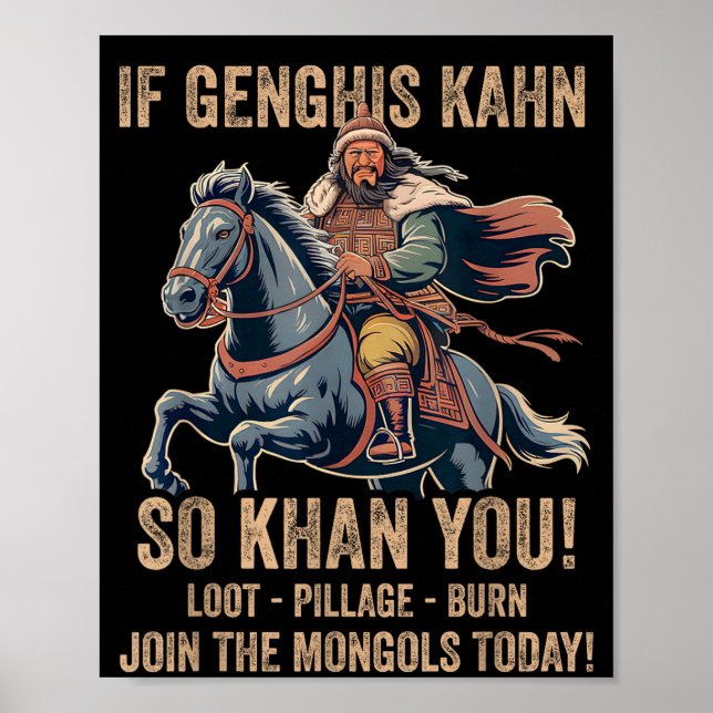 Póster Cita de Gengis Khan Divertida Historia de Mongolia (Frente)