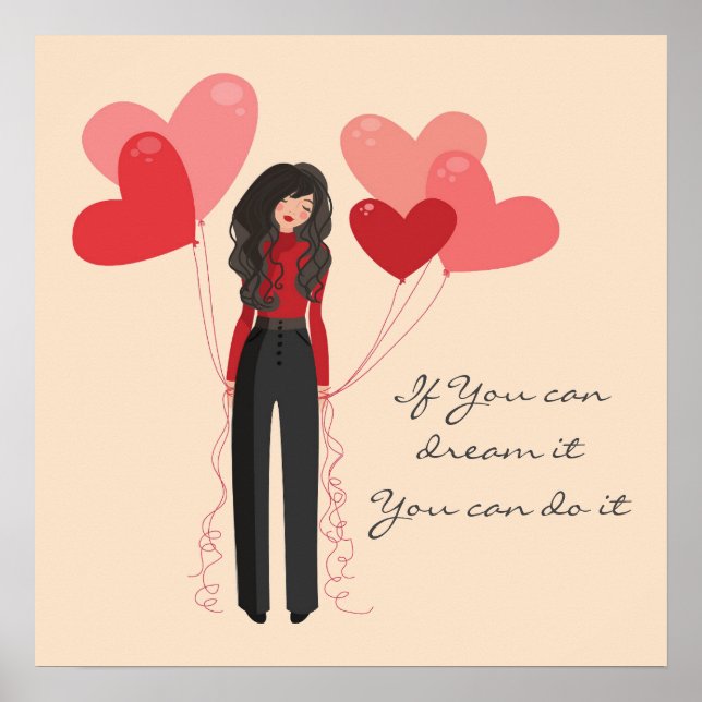 Póster Cita de globos sueña con hacerlo inspirador (Frente)