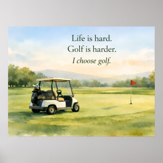 Póster Cita de golf con carrito de golf en verde  (Frente)