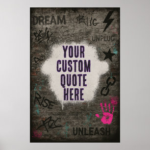 Póster Cita de graffiti de personalizable en pared de lad