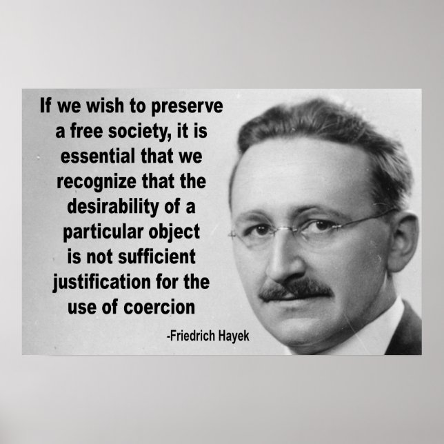 Póster Cita de Hayek Free Society (Frente)