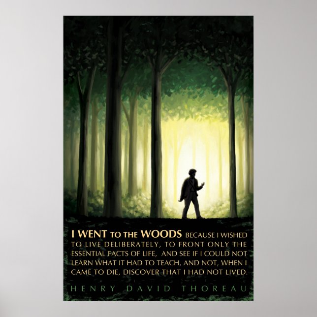 Póster Cita de Henry David Thoreau: Fui al bosque (Frente)