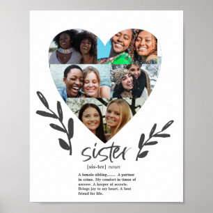 Póster Cita de Hermanas Modernas Foto Corazón