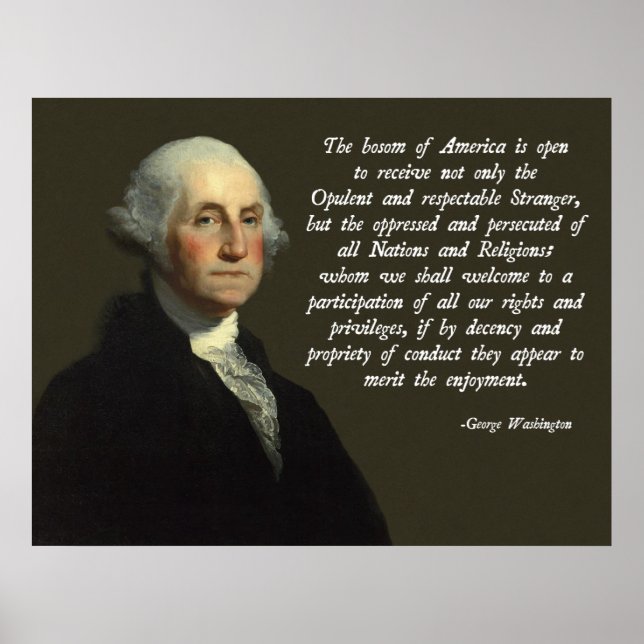 Póster Cita de inmigración de George Washington (Frente)