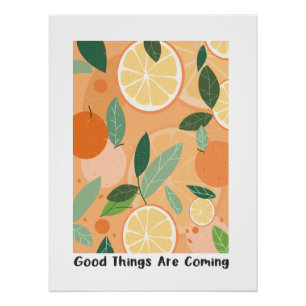 Póster Cita de inspiración floral retro boho