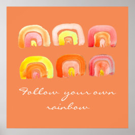 Póster cita de inspiración retro del arcoiris naranja