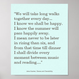 Póster Cita de Jane Austen Reading y Music