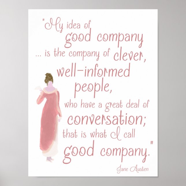Póster Cita de Jane Auten "Good company" de Persuasion (Frente)