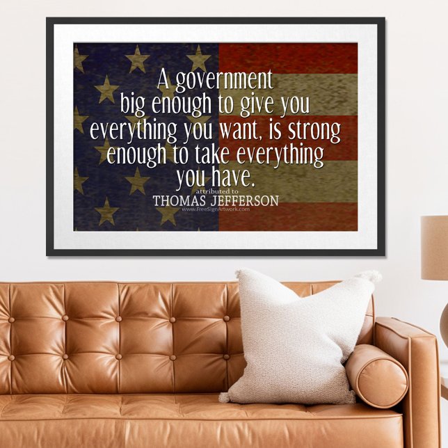 Póster Cita de Jefferson sobre el gran gobierno (Patriotic Poster)