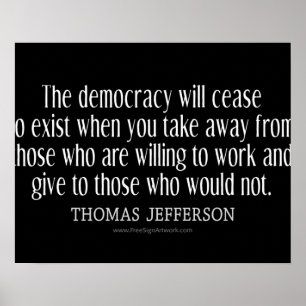 Póster Cita de Jefferson sobre la democracia
