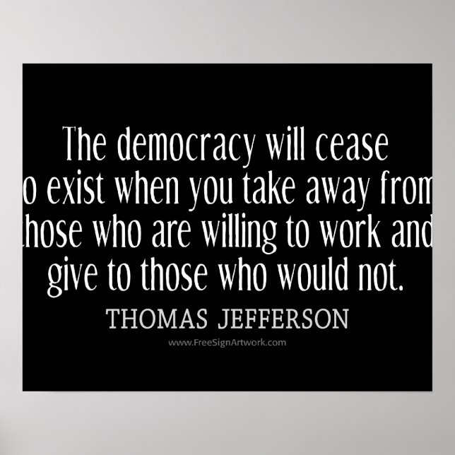 Póster Cita de Jefferson sobre la democracia (Frente)