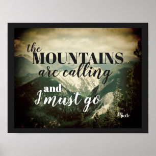 Póster cita de John Muir del poster que las montañas