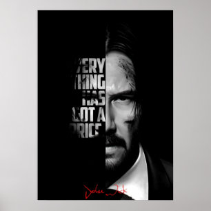 Póster Cita de John Wick en blanco y negro